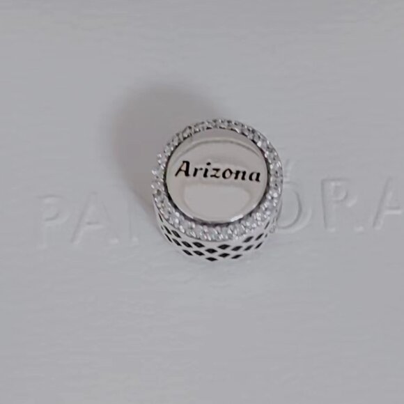 Pandora Arizona Map Bead Travel Charm Bracelet Pendant S925 Silver with box - Picture 2 of 6